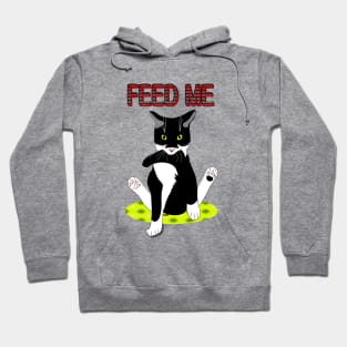 Cute Tuxedo Cat Hungry cat Feed Me Copyright by TeAnne Hoodie